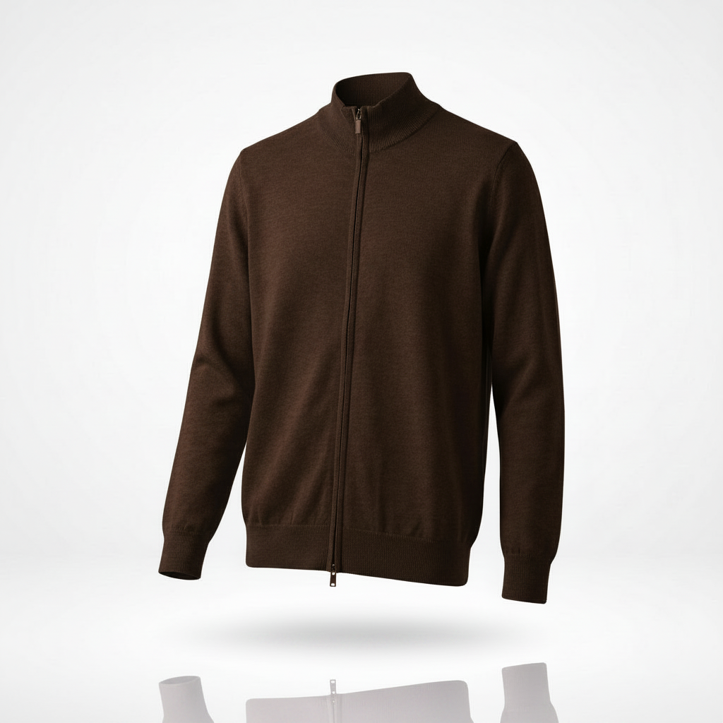 Cardigan cu Fermoar - Maro