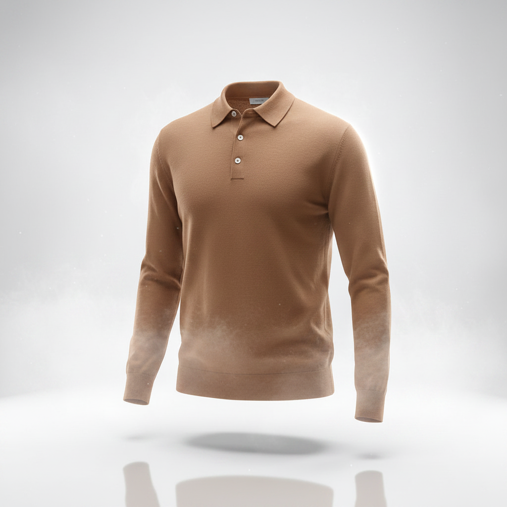 Polo knit sweater camel bronze floating style