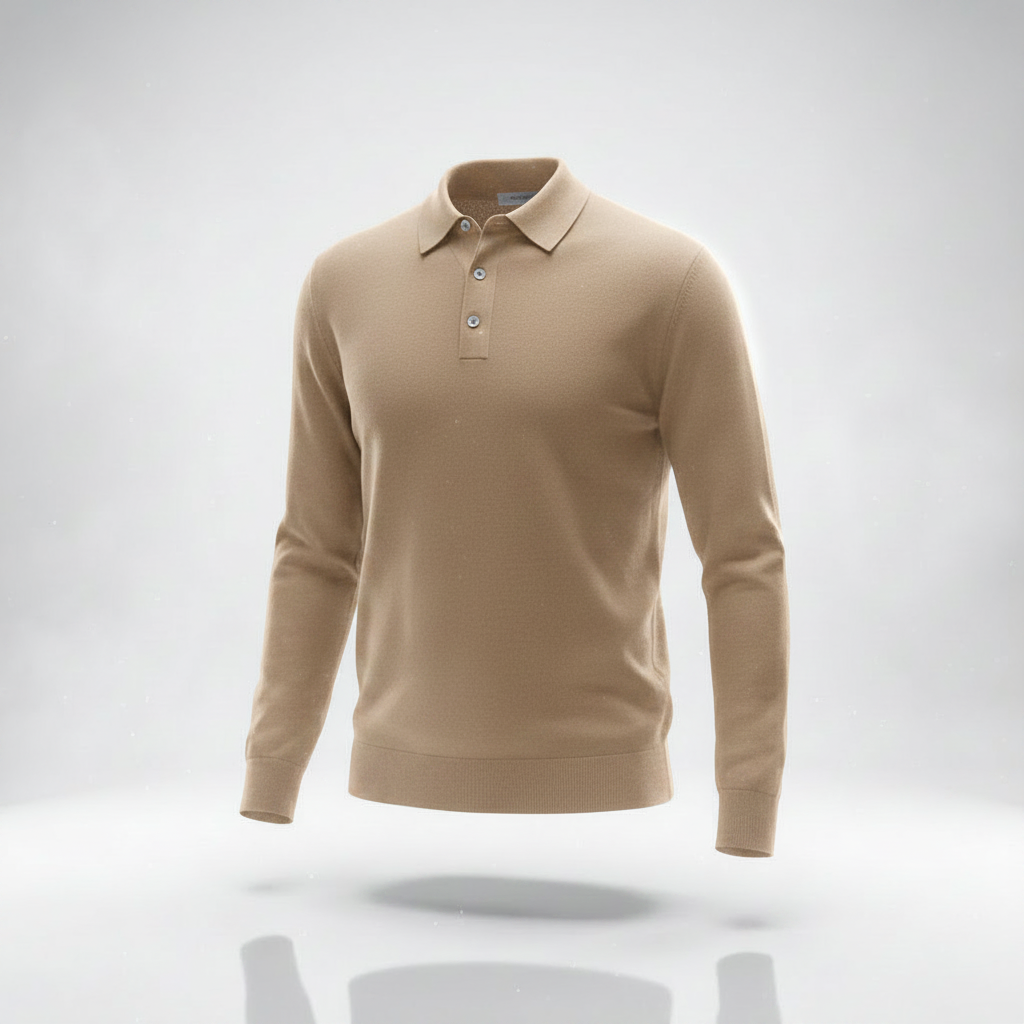 Polo knit sweater in exact beige color