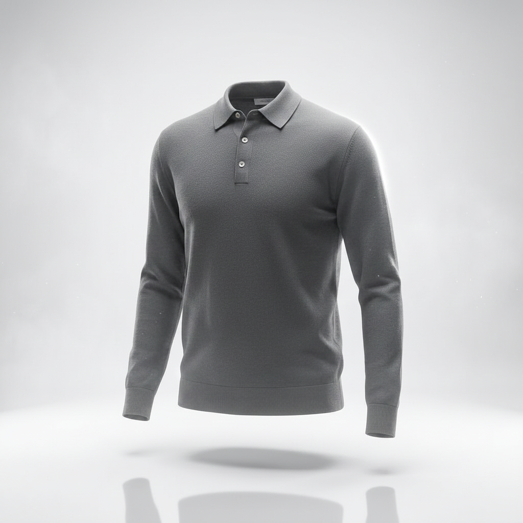 Polo knit sweater in gray